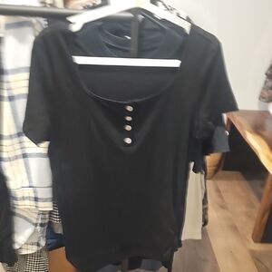 Black Buttoned Women's Top